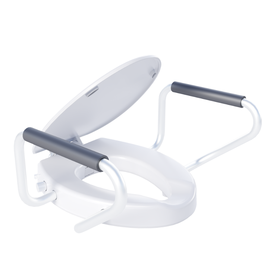 Raised PP Bidet Toilet Seat for Elderly & Disabled, Dual Nozzle Wash